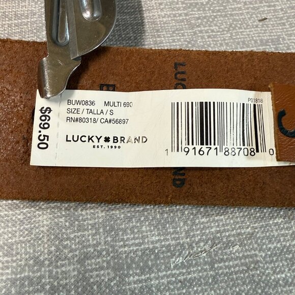 Lucky Brand Brown Leather Beaded Belt Silver-Tone Buckle & Floral Design Size S - Picture 12 of 16